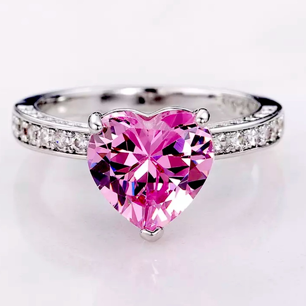 Pink Cubic Zirconia Heart